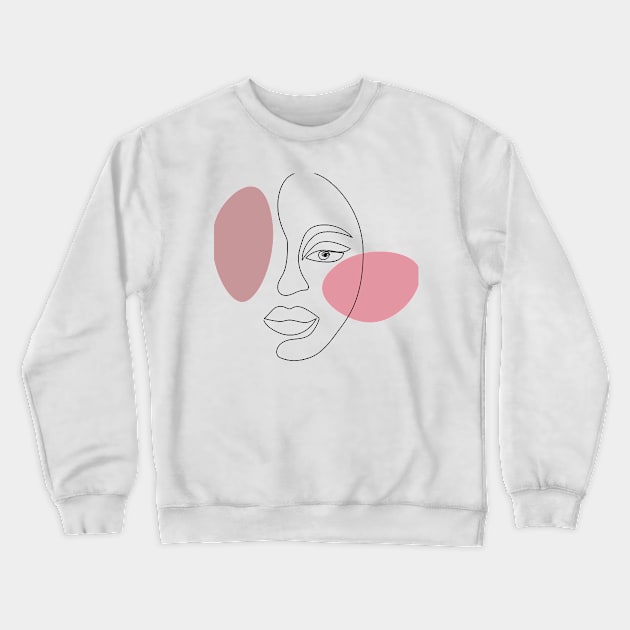 Abstract linear portrait beautiful girl. Crewneck Sweatshirt by Inari